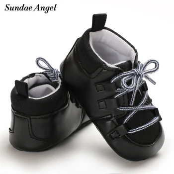 

Sundae Angel Baby Shoes Pu Low Top Cross Straps Solid Newborn First Walkers Casual Soft Soled Non-slip Baby Boys Infant Shoes