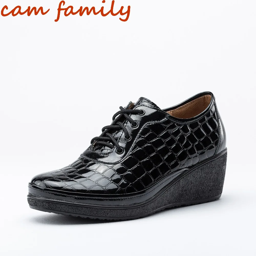

Camfamily Woman Shoes 2018 Spring Russian Office Cow Leather Shoes Women with Pigskin Inside and PU Sole Casual Shoes Women