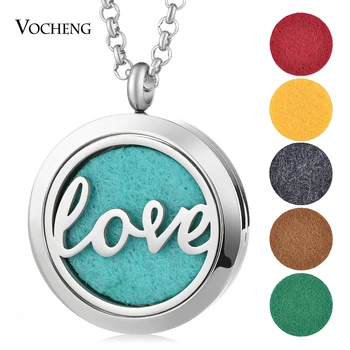 

10pcs/lot Aromat Essential Oil Diffuser Locket Necklace Love 316L Stainless Steel Pendant Magnetic 30mm with Felt Pad VA-831*10