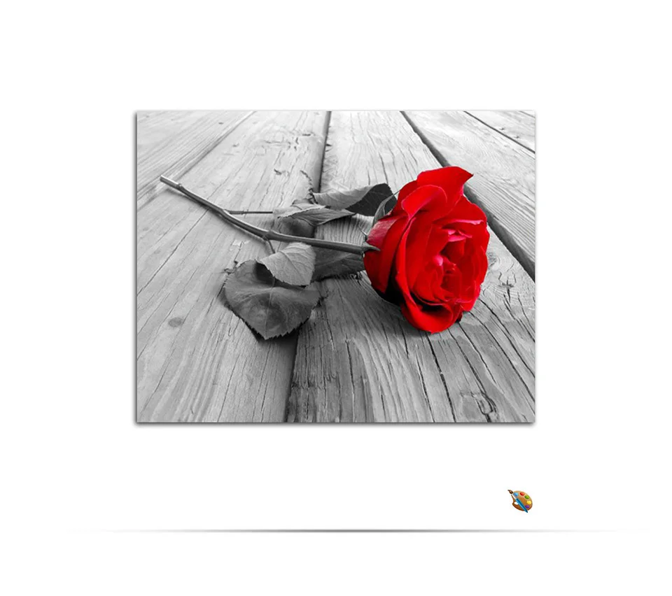 Новая бескаркасная красная роза картина маслом по номерам настенный Декор DIY живопись на холсте для домашнего декора