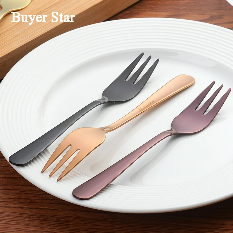 12 Pcs Lot Luxury Gold Cake Forks Stainless Steel font b Salad b font Fork Thick