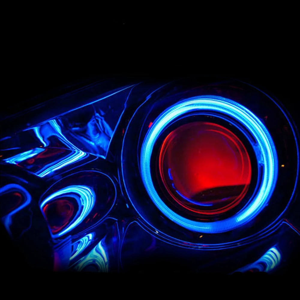 2 шт. RGB светодиодный Demon Eyes Devil eye для универсального автомобиля мотоцикла 2,5 дюймов фары для проектора с выключенным контроллером проводов