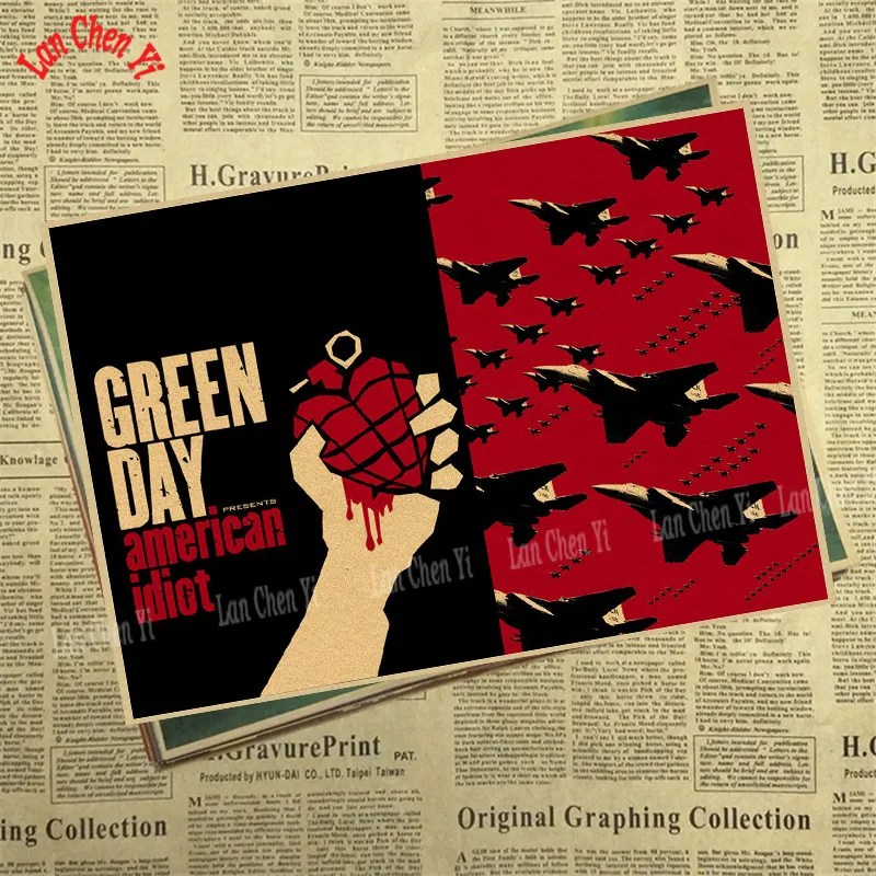 Зеленый день группа Ретро плакат, крафт-бумага панк-рок плакат музыкальной звезды кафе бар декоративный настенный плакат