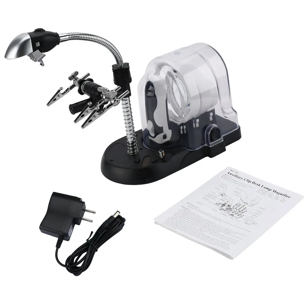 

Auxiliary Clip Desk Lamp Magnifier LED Lights Precise Equipment with Lens Specifications 2.5X90mm 5x75mm 16x37mm