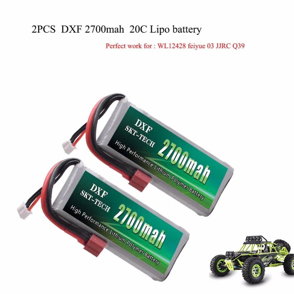 

2PCS RC Lipo Battery 2s 7.4V 2700mAh 20C Max 40C For Wltoys 12428 feiyue 03 JJRC Q39 upgrade parts