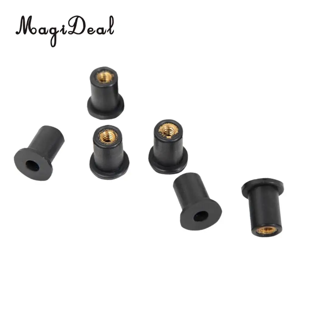 MagiDeal 18Pcs Rubber Well Nuts M4 M5 M6 Brass Metric Wellnuts Motorcycle Windscreen