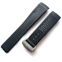 Для T-A-G часы 22 мм 24 мм резиновая бирка ремешок для часов Силиконовый Серебристый Нержавеющая сталь складывающаяся Пряжка ремешок