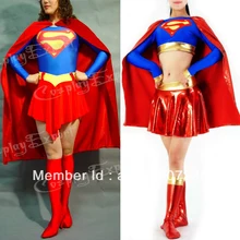 Free Shipping DHL Wholesale Adult Superhero Supergirl Halloween Costume Lycra Spandex Bodysuit Women Costume Dropship SBC026
