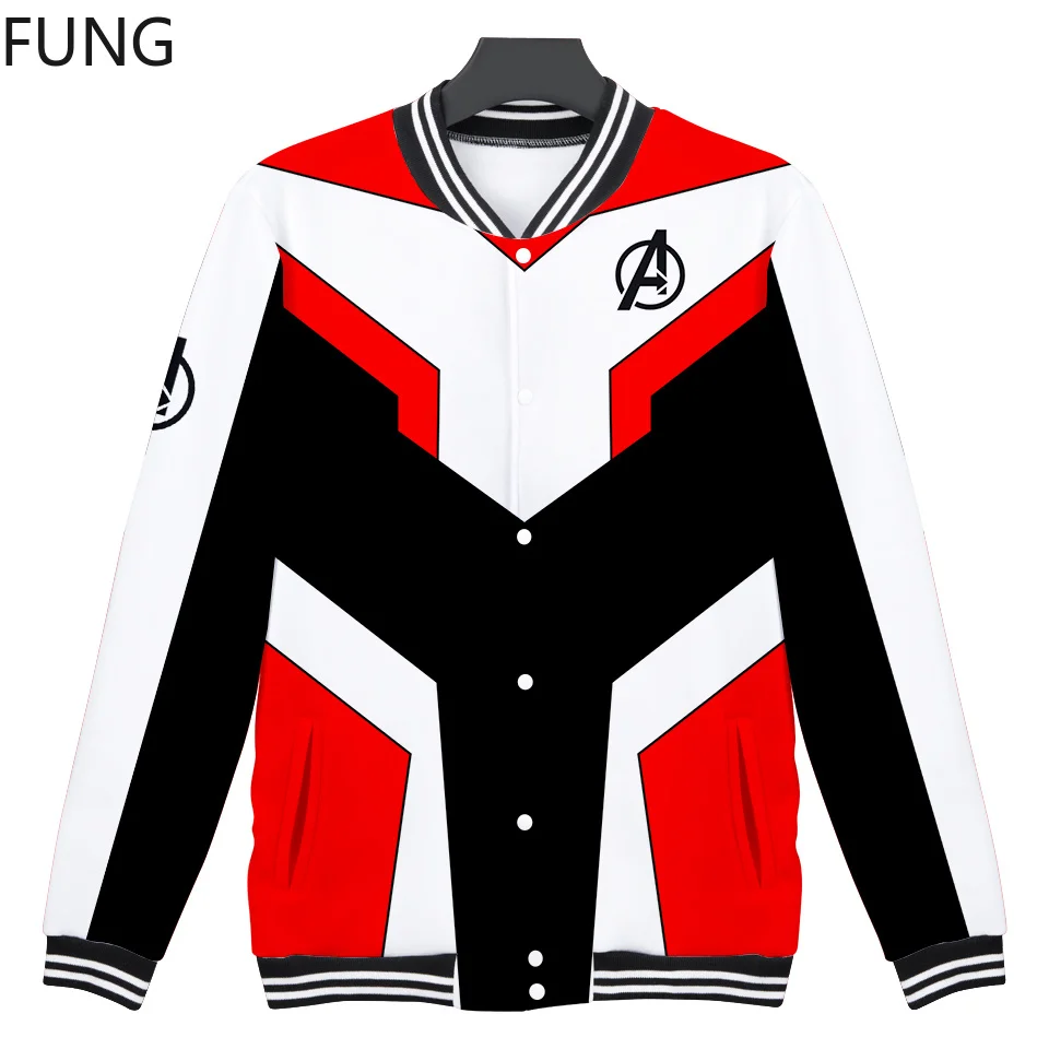 FUNG Avengers Endgame Hoodie Mens Jacket Baseball uniform 3D Printed Harajuku Quantum Realm End Game Sweatshirt Jacket