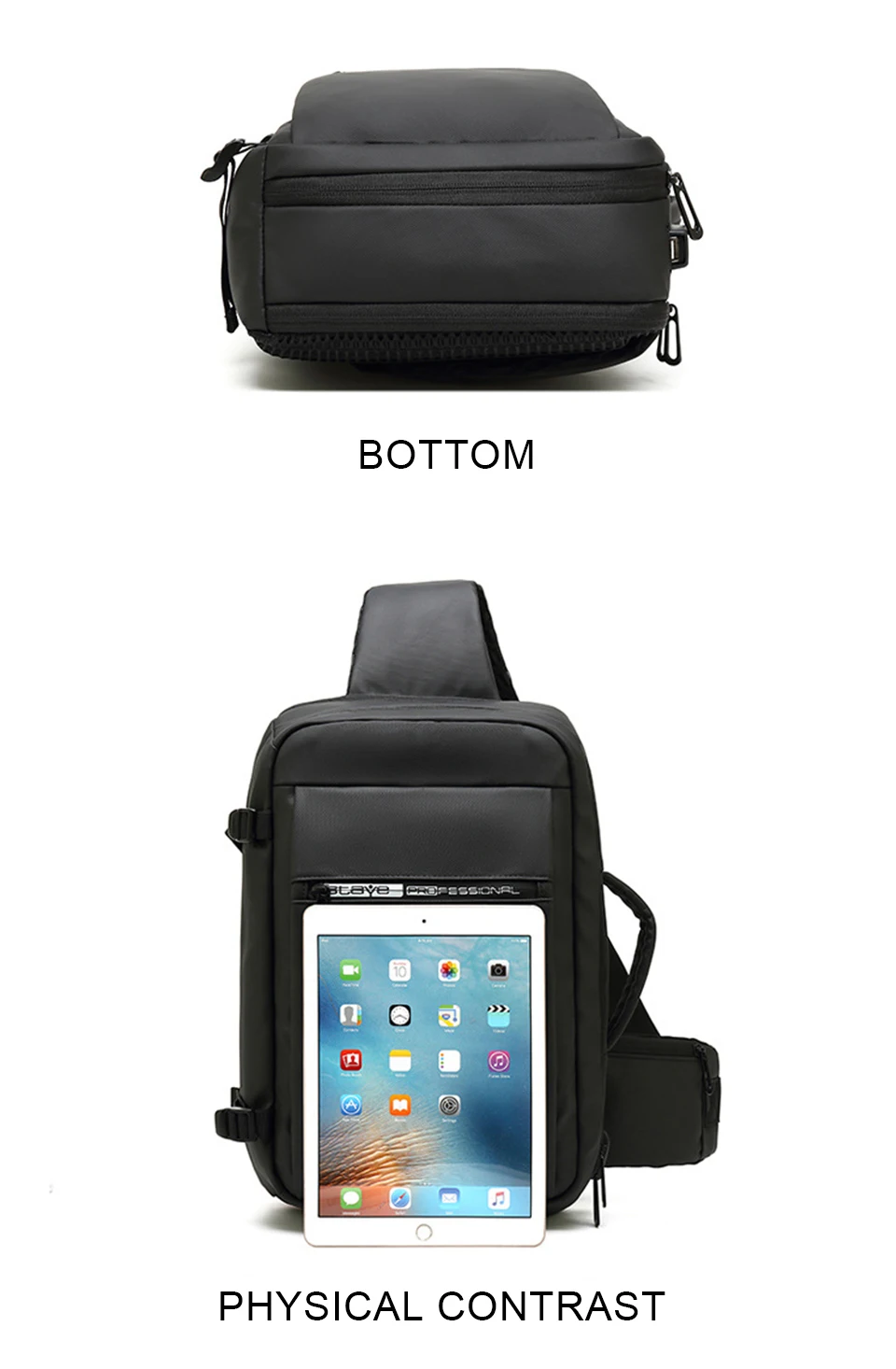 Men Chest Bags Anti Theft Travel 14'' Laptop Bag Waterproof USB Charging Bolso Business Male Bagpack Crossbody Shoulder Handbag (9)