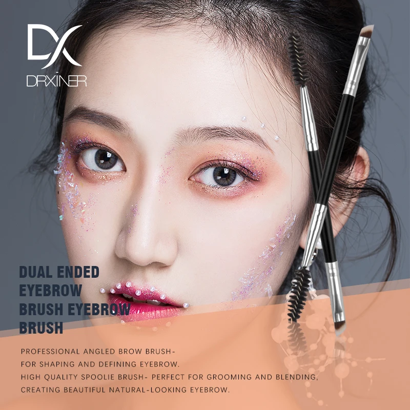Drxiner فرش للماكياج الحاجب فرشاة + الحاجب مشط Spoolie فرشاة الحاجب ماكياج فرش الجمال أساسيات مزج العين