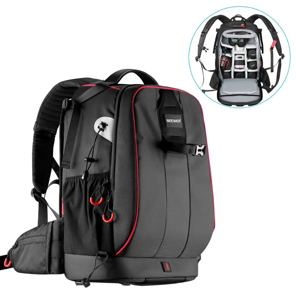  Neewer Pro Camera Case Waterproof Shockproof Adjustable Padded Camera Backpack Bag with Anti-theft 