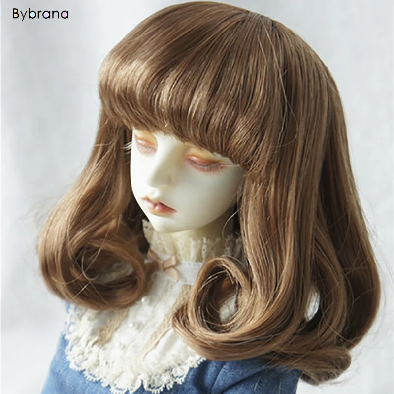 

Bybrana Long Brown Curly Bangs lovely BJD Wigs 1/3 1/4 1/6 High Temperature Fiber