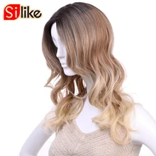 Silike синтетические парики спереди, натуральные парики с волнистыми волосами, пепельно-светлые волосы, высокотемпературные волокна, легкие парики средней части для женщин