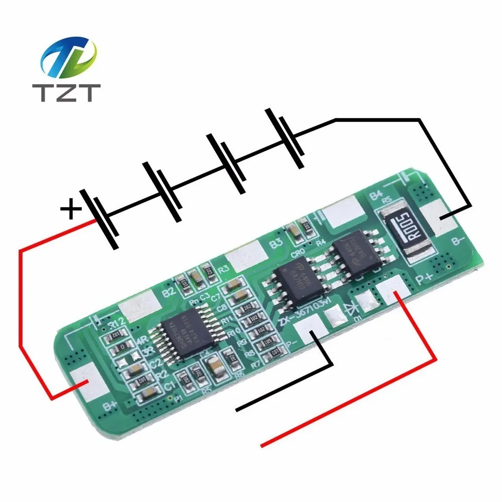 4A-5A PCB BMS Protection Board for 4 Packs 18650 Li-ion lithium Battery Cell 4S