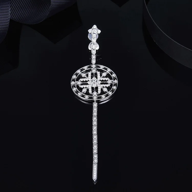 

Monaco earrings one piece MANDALA earrings STRENGTH zircon snowflake totem drop earrings pure 925 sterling silver jewelry