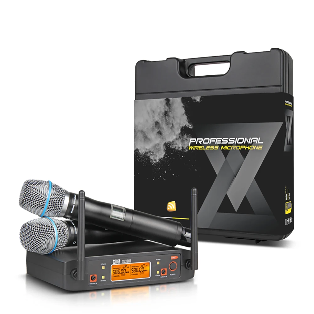 XTUGA Portable UHF Microphone System with carry case 2 Metal handhled