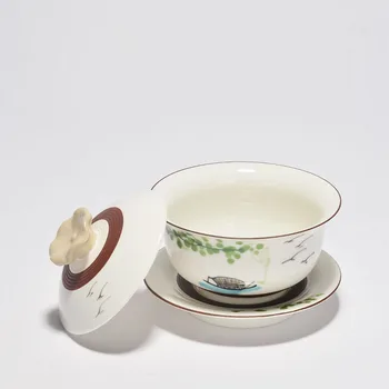 

Jingdezhen Brief Chinese Gaiwan Ceramic Pottery and Porcelain Tureen Cover Bowl Kung Fu Tea Set Oolong TieKuanYin Gaiwan 180ml
