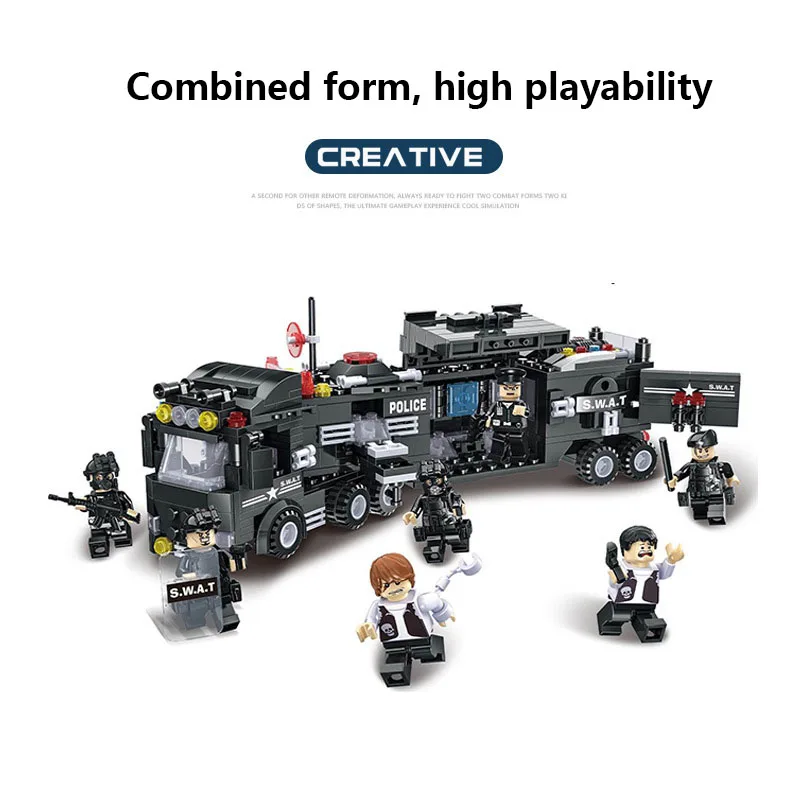 8 In 1 Building Blocks armored cars explosion-proof car block toys special Police Compatible Legoing  Two forms For Children toy