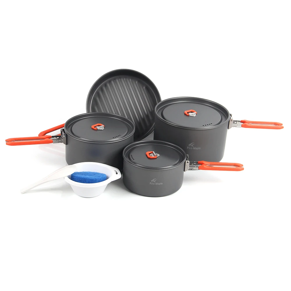 

Fire Maple 7Pcs Outdoor Camping Cookware Set Hiking Picnic Cooking Pot Pan Frypan Kettle Tea Pot Bowl Tableware for 2 - 3 People