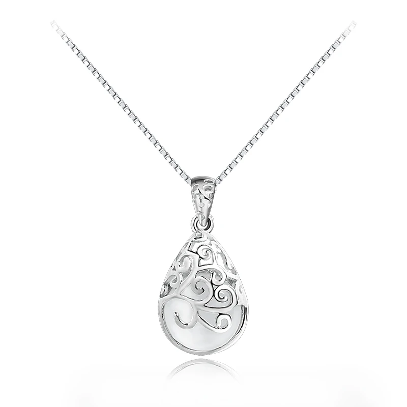 

Luxury Natural White Quartz Pendant Necklace 925 Sterling Silver Jewelry Crystal Powder Water Drop Necklace for Women Gift A593