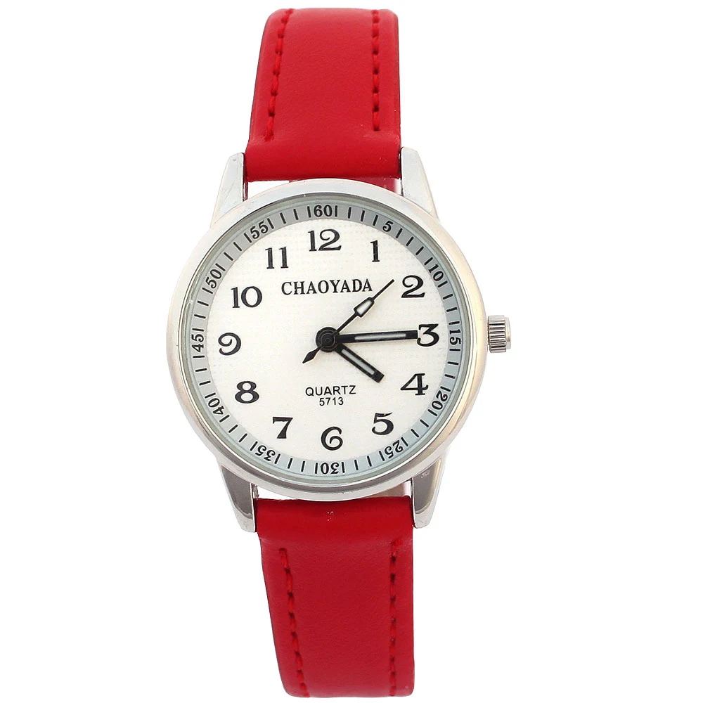 Chaoyada Child Watches Girl Leather Strap Learn Time Kids Watch