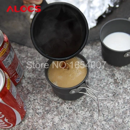 1 unids Alocs 150 ml portátil al aire libre camping Vasos y copas Tazas óxido de aluminio taza de agua con asas plegables Botellas de agua tw-402