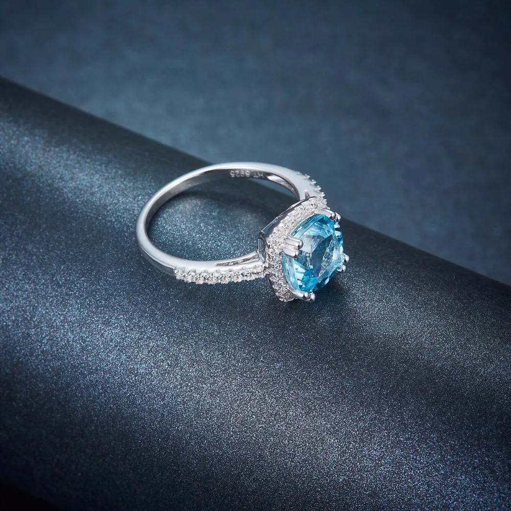 Hutang обручальное кольцо 3.04CT натуральный Небесно Голубой топаз твердый