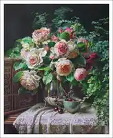 Retro flower Classical Rose Vase Embroidery Crafts Needlework 14CT Unprinted Cross Stitch Kits DMC DIY Quality Handmade Decor