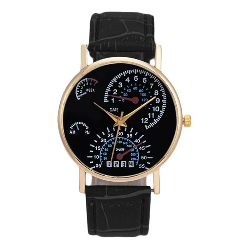 

Superior 2016 Men's Leather Band Analog Quartz Business Wrist Watch relogio masculino Clock Hour Free Shiping Sep 23