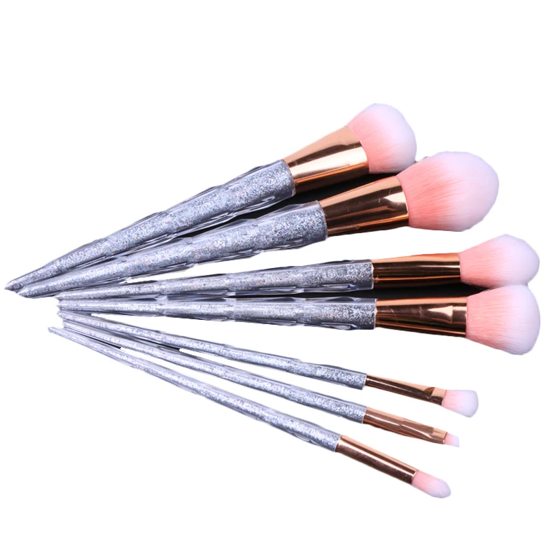 

7pcs Makeup Brush Set Colorful Glitter Diamond Handle Blusher Face Powder Eyebrow Eyeshadow Cosmetic Brushes Kit Make Up Tools