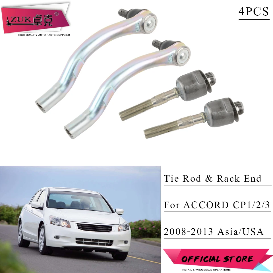 

ZUK 4PCS/SET Suspension Axle Power Steering Tie Rod & Rack End Jiont For HONDA ACCORD 2008 2009 2010 2011 2012 2013 CP1 CP2 CP3
