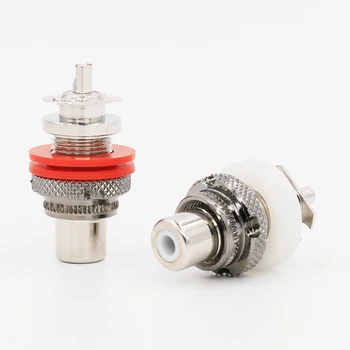 

4pcs Top Quality Rhodium Plated Speaker Terminal Binding Post RCA Phono Female Chassis Panel Sockets Connectors white & Red