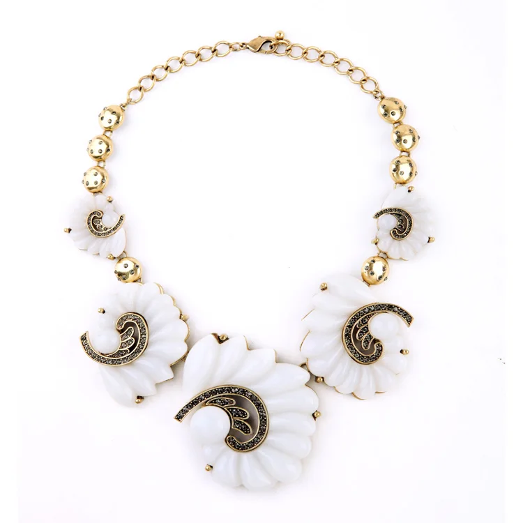 Jewelry Wholesale 2015 White Resin Flower Choker Necklace Collar Necklace Fashion Jewelry Style free shipping