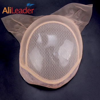 

Cheap 1PC Silicone Full Lace Wig Cap Base For Making Full Hand Made Wigs 21cmx21cm Glueless Weaving Cap Peruk Swiss Lace Around