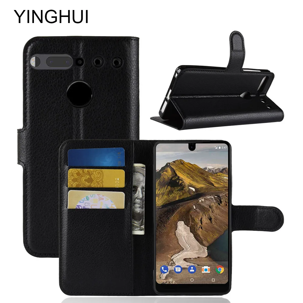 

YINGHUI For Essential Phone PH-1 Case PU Leather Flip Protective Flip Cover Funda Phone Cases For Essential PH-1 With Stand capa