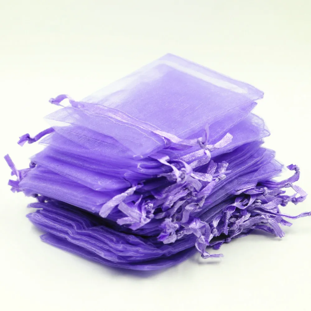 100pcs/lot Small Organza Bags 12x9cm Multi-Color Wedding Jewelry Christmas Candy Drawable Packaging Organza Gift Pouch