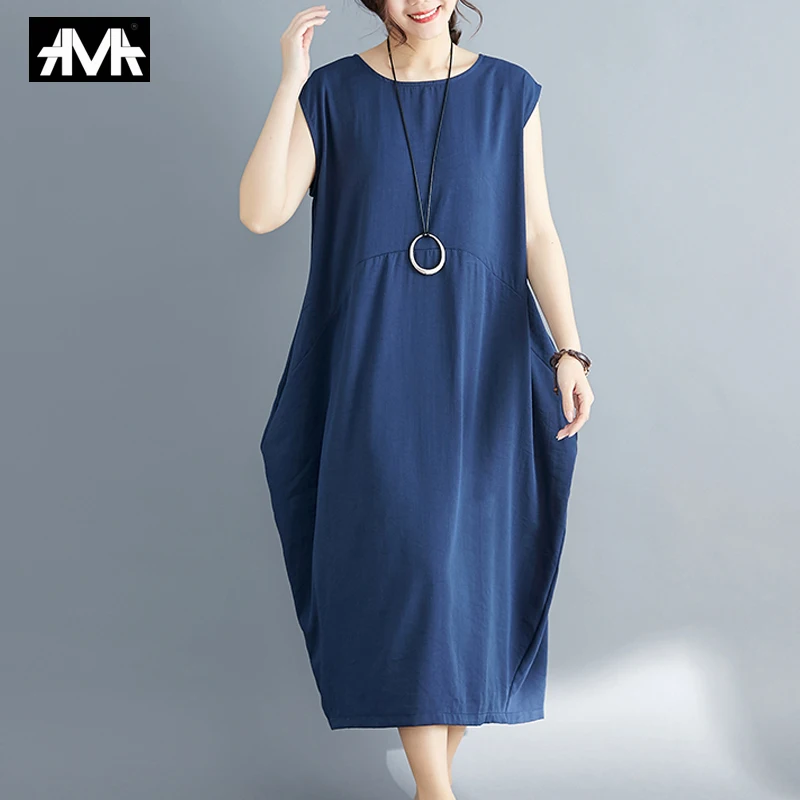 

2019 New Summer Simple Dresses Elegant Loose Plus size women's Dresses Fashionable Simple Big size Summer Femme sundress