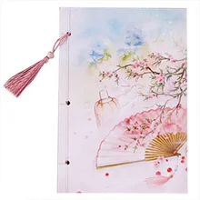 Ручной работы 208x104 мм китайский стиль кисточкой блокнот винтажный дневник ЦВЕТ СТРАНИЦА классический блокнот канцелярские принадлежности подарок персиковый вентилятор