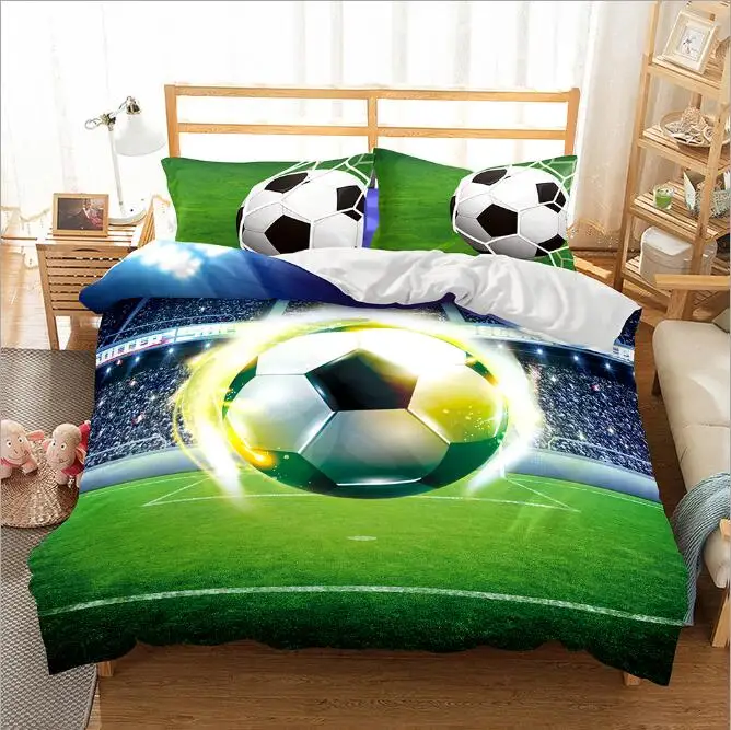 

New 3D Flame Football Stadium Sports Styl Duvet Cover 2/3pcs European American Family student dormitory Quilt cover pillowcase