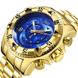 2019 золотой большой циферблат 52 мм Мужские часы Элитный бренд Мода Спортивные кварцевые часы для мужчин водостойкий Военная Униформа Relogio