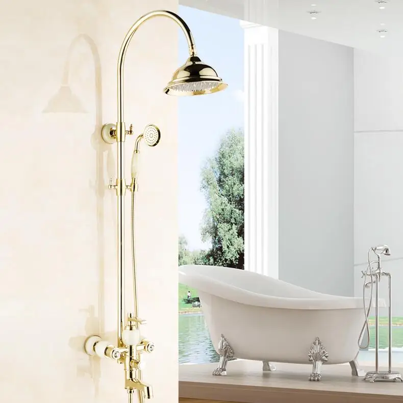 Europe style luxury bath and shower faucet brass and jade gold finished