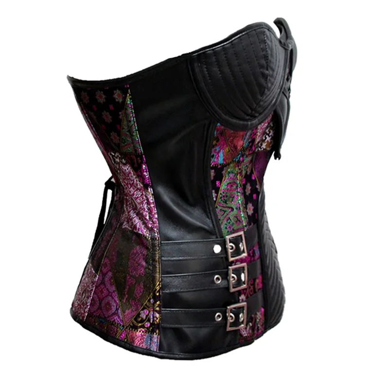 S-2XL Vintage Gothic Clothing Plus Size Black Overbust Corset Burlesque Steam punk Corsets And Bustiers Korsett For Women (5)