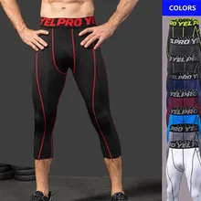 3/4 брюки мужские сжатия Jogger сжатия спортивные колготки быстросохнущая Баскетбол Футбол тренажерный зал бег Леггинсы