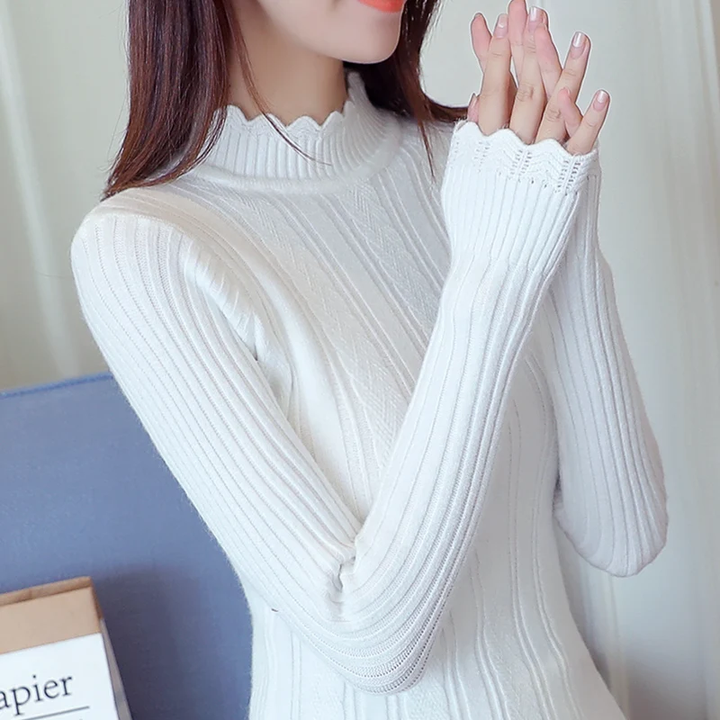 Women Turtleneck Knitted Sweater 2018 Autumn Winter Warm Pullover Korean Fashion Basic Tops Elastic Slim Jumper Female Sweaters