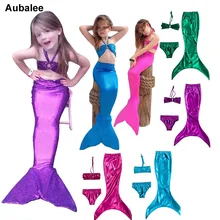 New Swimwear 3pcs Cute Children Kids Girls Gilding Mermaid Tail Princess Ariel Bikini Swimsuit Little Mermaid