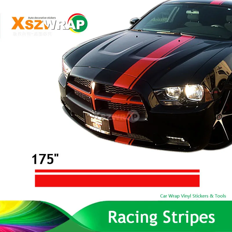 

(15*450cm/Roll) Car Styling 175" Vinyl Racing Stripe Decal Sticker For All Cars Dodge Challenger Decals