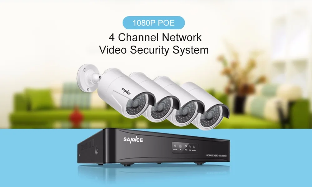 SANNCE 4CH 1080P Сеть POE NVR комплект CCTV система безопасности 2.0MP IP камера наружная ИК ночного видения камера наблюдения система