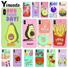 Милый мультфильм фри бургер авокадо еда Новинка чехол для телефона Fundas чехол для iPhone 6S 6plus 7plus 8 8Plus X Xs MAX 5 5S XR