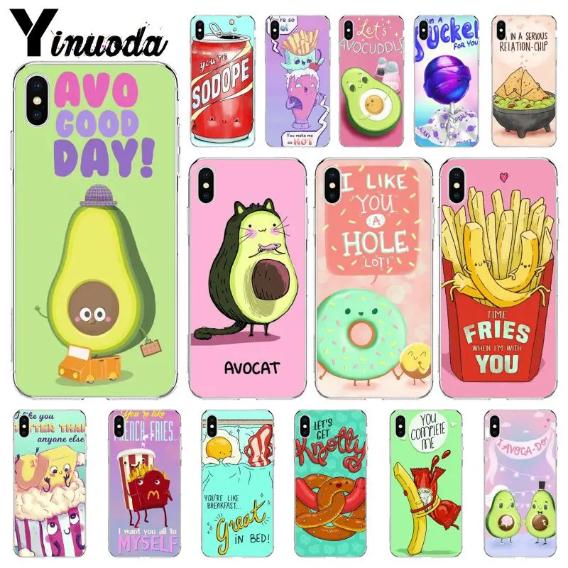 

Cute cartoon fries burger avocado food Novelty Fundas Phone Case Cover for iPhone 6S 6plus 7 7plus 8 8Plus X Xs MAX 5 5S XR